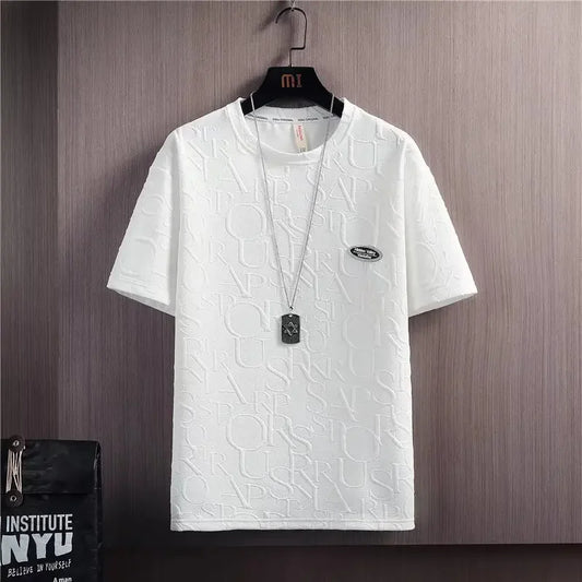 Summer Fashionable Korean Style Men's Short Sleeve Suit Versatile Waist Checked Five-point Shorts T-shirt Set Casual Wear - Ellianto fashion Men's