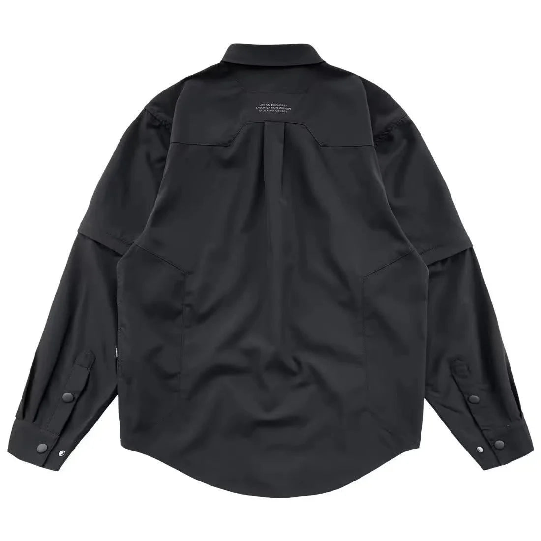 Men's Techwear Button Up Shirt Oversized Streetwear Harajuku Hip Hop Shirts Detachable Sleeve Black Tooling Button Up Blouse - Ellianto fashion Men's