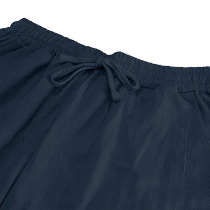 Men's Summer Drawstring Waist Wide Leg Loose Cotton Linen Yoga Pants Beach Casual Trousers with Pockets Casual Lightweight Pants - Ellianto fashion Men's