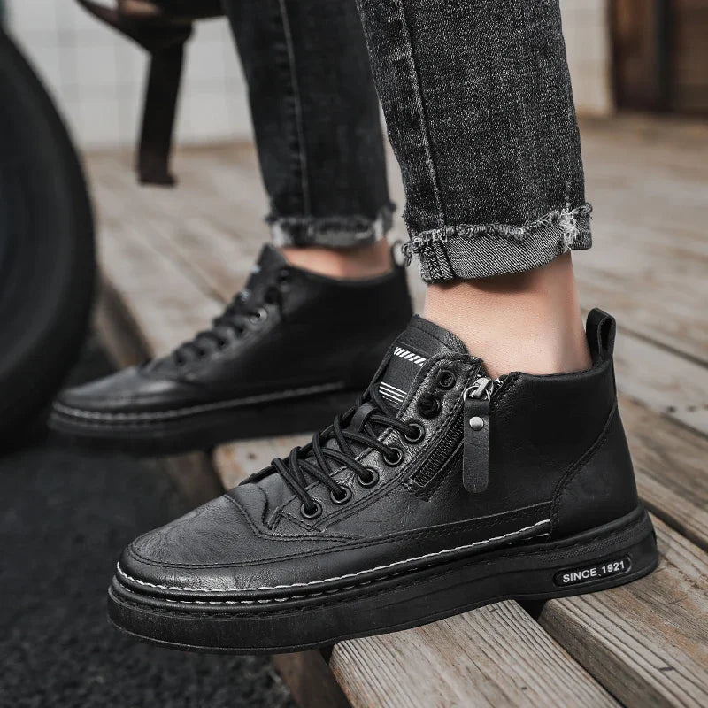 Men Boots Winter High Top Leather Shoes Fashion Cotton Shoes Fashion Ankle Boots Business Casual Outdoor Shoes Male Sneakers New - Ellianto fashion Men's