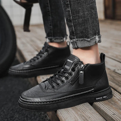 Men Boots Winter High Top Leather Shoes Fashion Cotton Shoes Fashion Ankle Boots Business Casual Outdoor Shoes Male Sneakers New - Ellianto fashion Men's