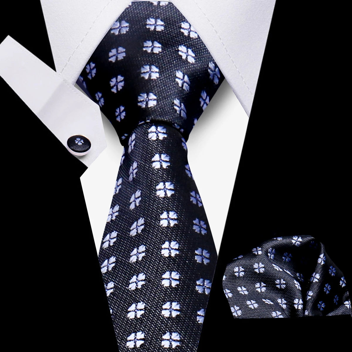 Tie Men Business Necktie Set Classic Plaid Cufflinks Handkerchief For Suit Wedding High Quality 3pcs Ties Sets Formal Gravata - Ellianto fashion Men's