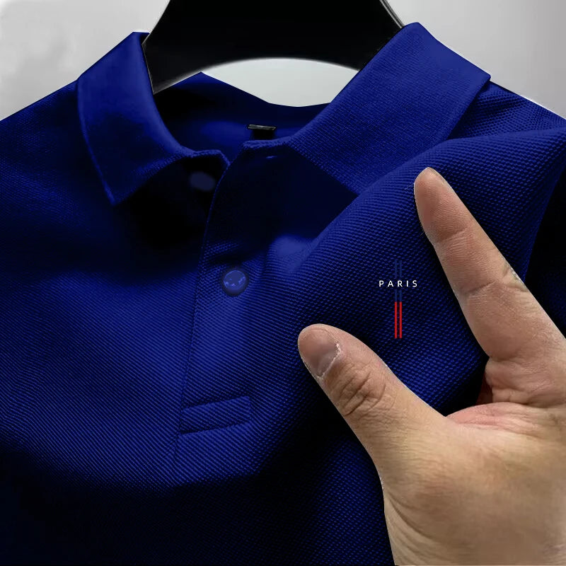 2025 Men's Reflective Polo Shirt, Color Button, Breathable, Casual, Fashionable, Rapel, Comfort, Summer, New Style - Ellianto fashion Men's