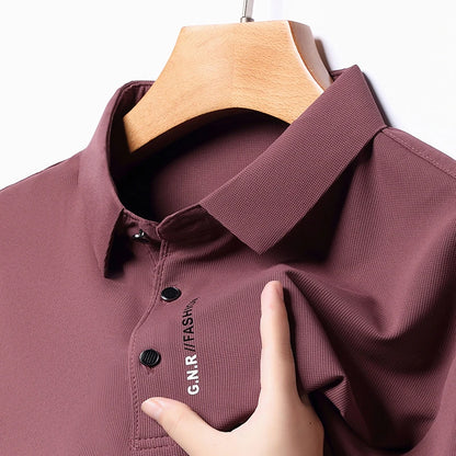 Men's Short Sleeve Solid Color Polo Shirt Breathable Comfortable Elastic Top New Arrivals Casual Business Style - Ellianto fashion Men's