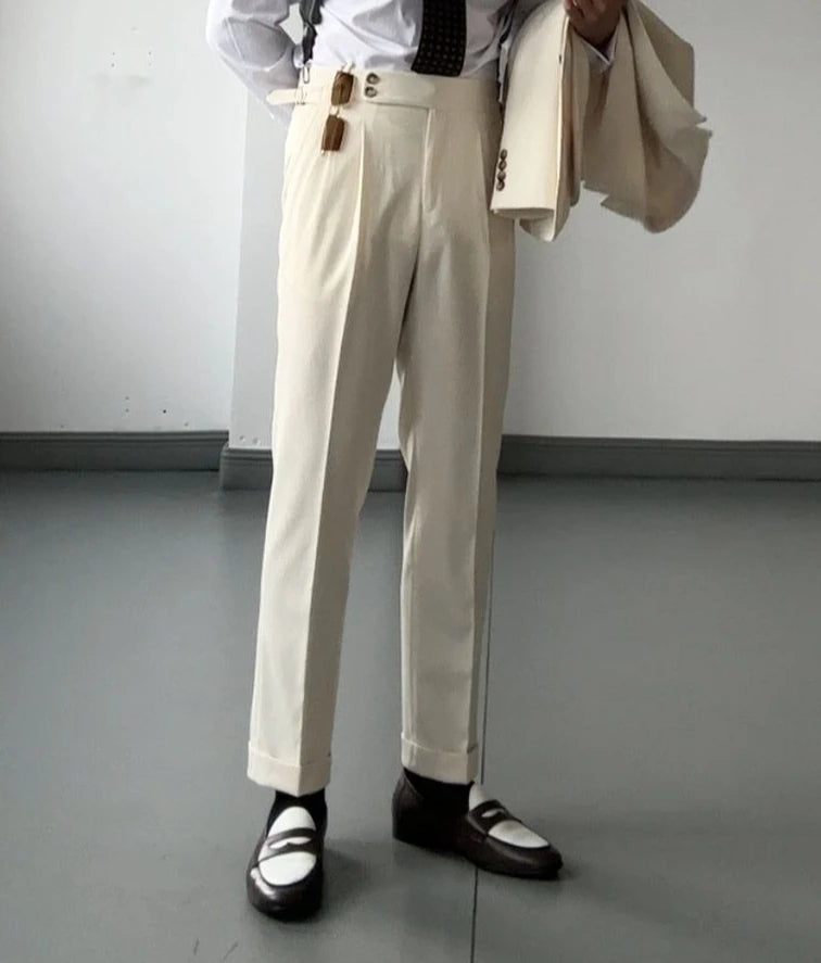 High Waist Slim Fit Business Man Suits Pants Summer 2025 Cheap Elegant Fashion Homme Up Straight Suit Trousers for Men - Ellianto fashion Men's