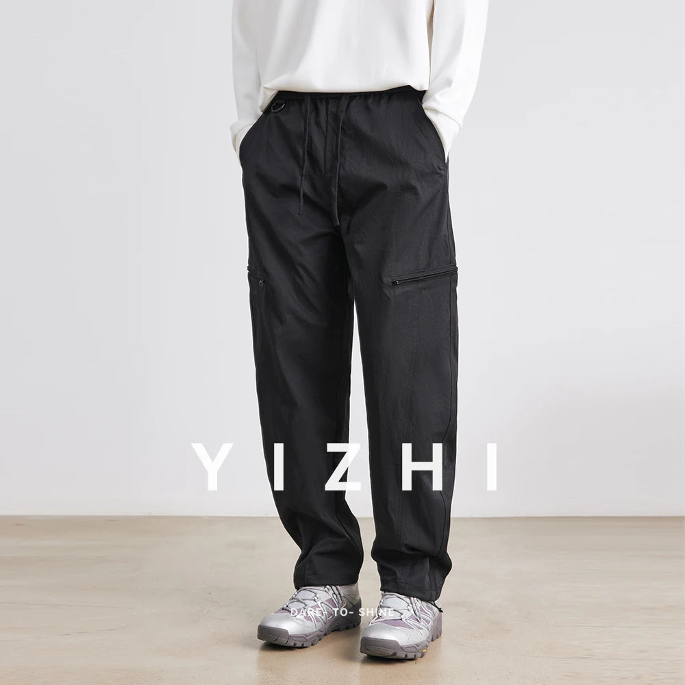 Men's American Overalls Spring and Autumn 2025 New Slim Scimitar Pants All-match Drawstring Casual Pants Wide-leg Pants - Ellianto fashion Men's