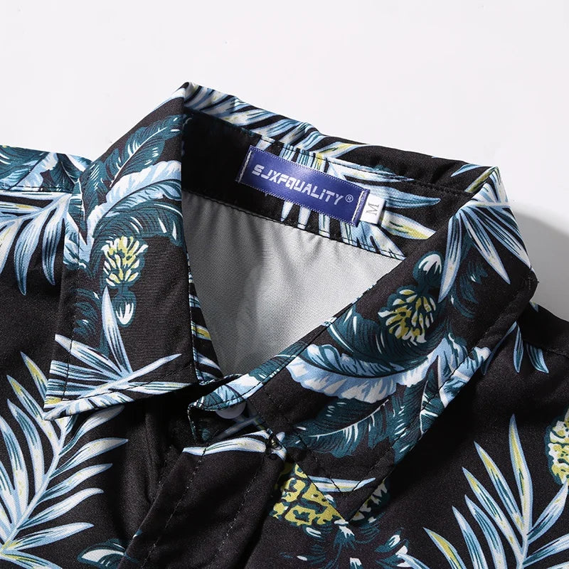 Men's Summer Short Sleeve Printed Shirt Thin Beach Shirt Men's Clothing Turtle Neck Polo Shirt for Men Casual Top - Ellianto fashion Men's