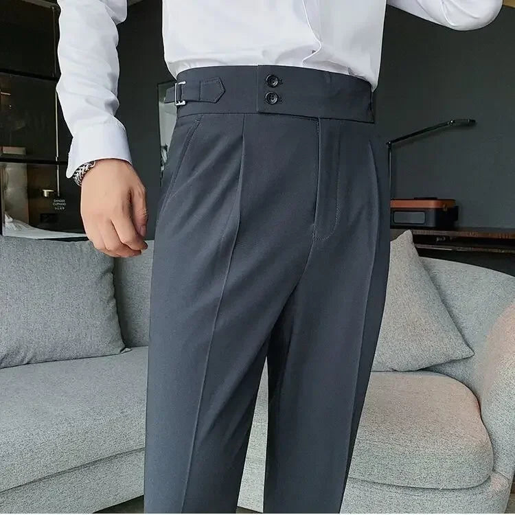 Draped Trousers for Men Fluid High Waist Brown Man Suits Pants Up Spring Clothes Quality Korean Reviews Many Stylish Tailoring - Ellianto fashion Men's