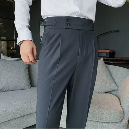Draped Trousers for Men Fluid High Waist Brown Man Suits Pants Up Spring Clothes Quality Korean Reviews Many Stylish Tailoring - Ellianto fashion Men's