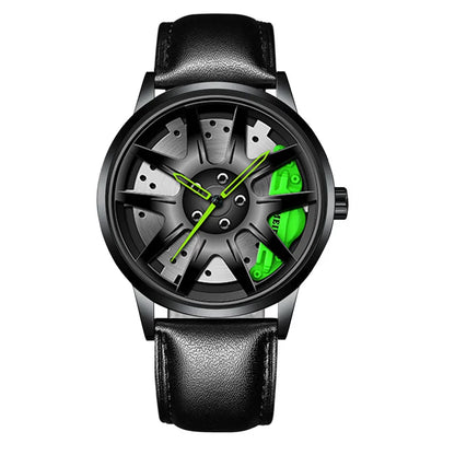 2025 Men Top Big Leather Watches Men Car Wheel Hub Stainless Steel Quartz Watch For Male Military Sports Watch Relogio Masculino - Ellianto fashion Men's