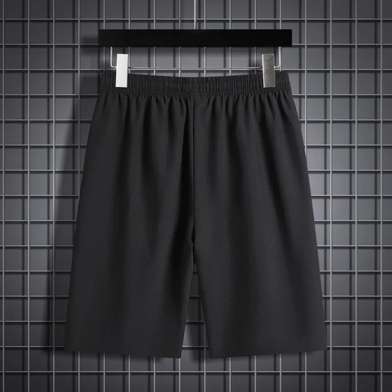 Nike Men's Breathable Shorts, Reflective Design, Adjustable Drawstring, Water-resistant Sweatpants, Solid Color, Black/Grey - Ellianto fashion Men's