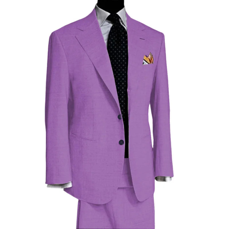 British Style light colour Men Suit 2 Piece Jacket Pants Summer Linen Comfortable Suit Jacket Banquet Wedding Dress Tailor made - Ellianto fashion Men's