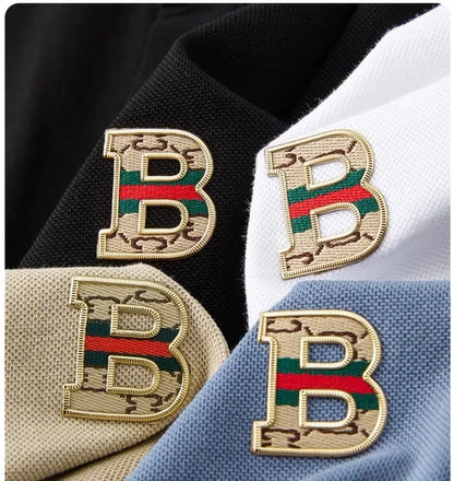 New men's fashionable short sleeved summer designer exquisite craftsmanship embroidery stand collar polo business casual T-shirt - Ellianto fashion Men's