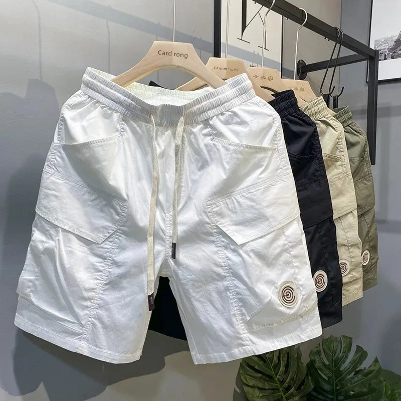 2025 Summer New Men's Workwear Thin Shorts Trendy Elastic Waist Straight-Leg Casual Pants Versatile For Various Occasions - Ellianto fashion Men's
