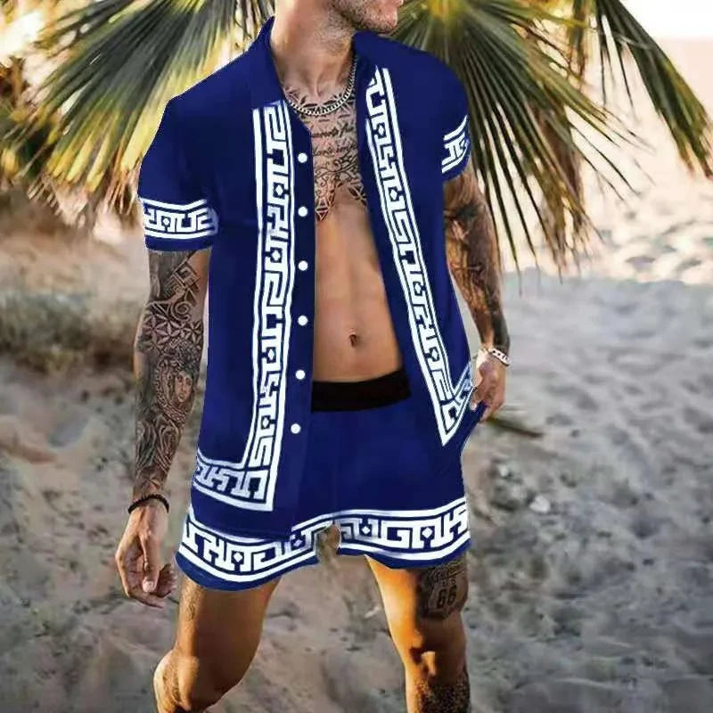 Hawaiian Shirt Sets 3D Printed Men's Fashion Short Sleeves Shirts Oversized Beach Shorts Summer Streetwear Suits Clothing - Ellianto fashion Men's