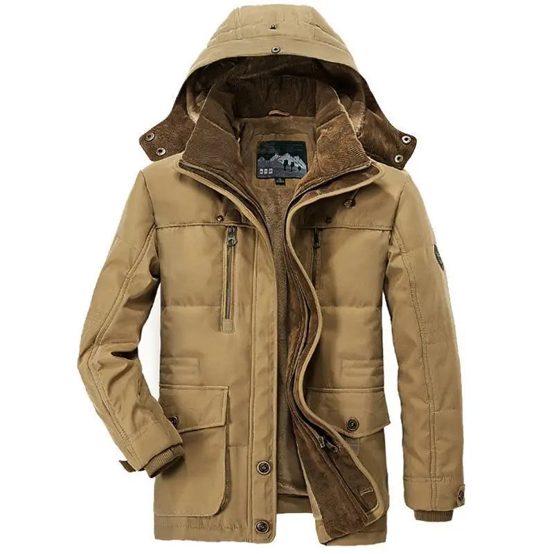 Windbreake Hooded Jacket Tactical Fleece Military Thermal Coats Mens Jacket Outwear Windbreaker Plus Velvet Winter Warm Men - Ellianto fashion Men's