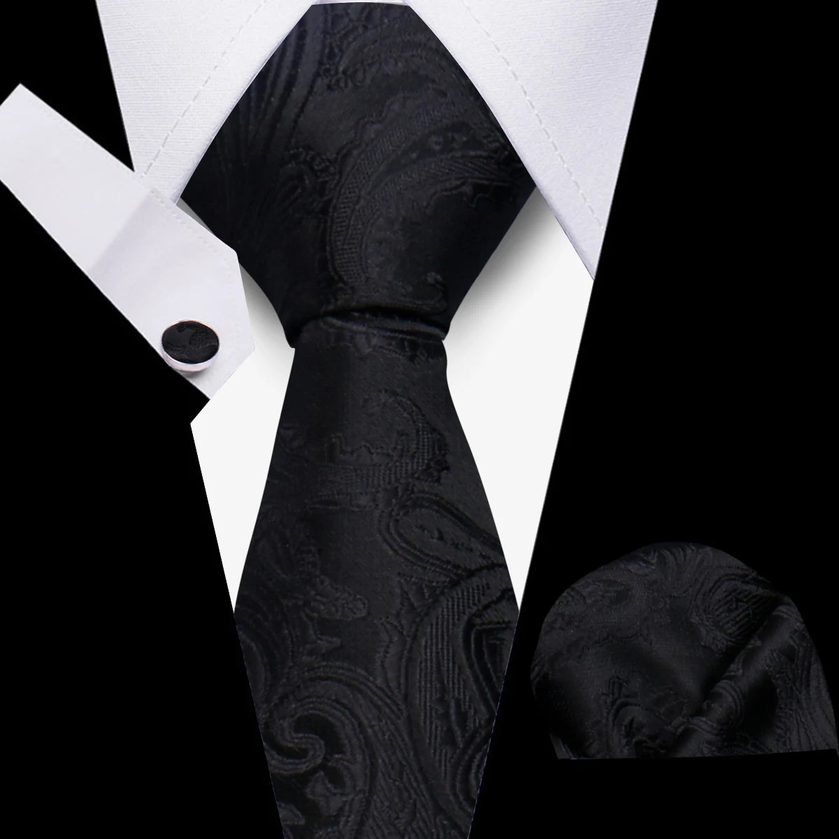Business Ties For Men Tie Set Dots Necktie Classic Plaid Cufflinks Stripe Handkerchief For Wedding High Quality Formal Gravata - Ellianto fashion Men's