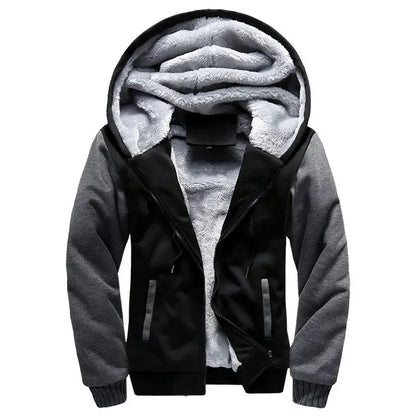 Men’s Hooded Fleece-Lined Baseball Jacket – Warm, Thickened Sweatshirt with Sporty Korean Style for Autumn-Winter Comfort