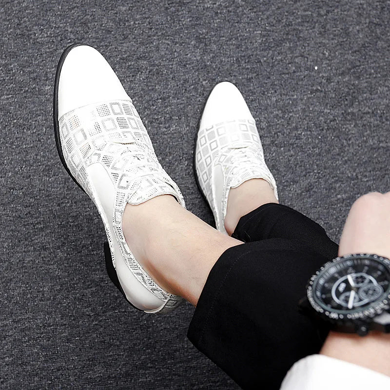 Men Formal Shoes High Heels Business Dress Shoes Male Oxfords Pointed Toe Formal Shoe for Man Luxury Wedding Party Leather Shoe - Ellianto fashion Men's