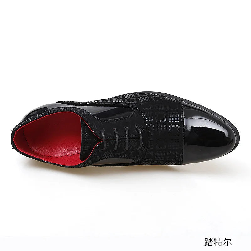 Men Formal Shoes High Heels Business Dress Shoes Male Oxfords Pointed Toe Formal Shoe for Man Luxury Wedding Party Leather Shoe - Ellianto fashion Men's