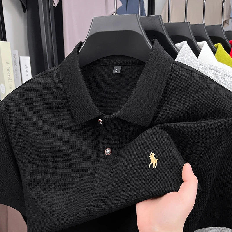 Premium Brand Luxury Men's Polo Shirt Lapel Horse Embroid Short Sleeve 100Cotton T-Shirt British Fashion Summer New Golf Men Top - Ellianto fashion Men's