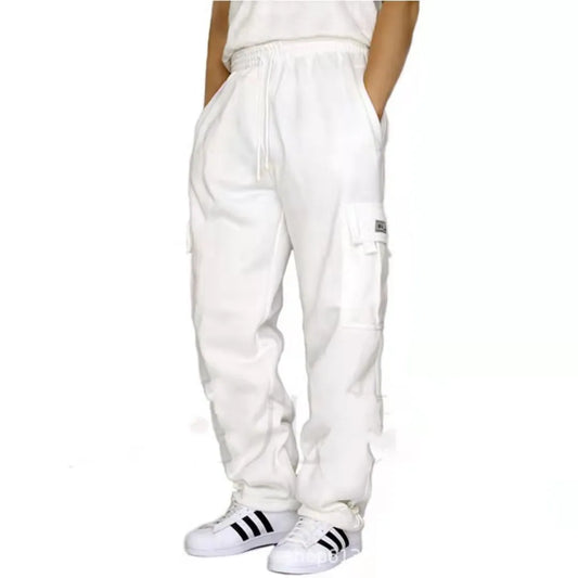 Men's Trousers Work Attire Foot Drawstring Leisure Sports Thickened Pocket Solid Color Four Seasons Loose Pants - Ellianto fashion Men's