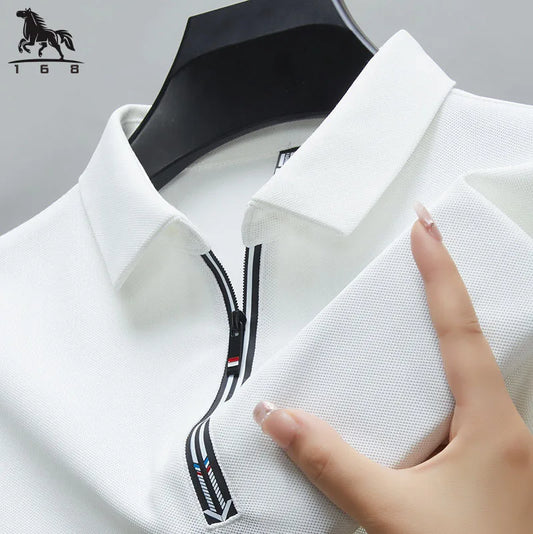 Men's high quality summer new lapel men's short sleeve polo shirt fringe ventilate business casual men's polo shirt M-4XL GP237 - Ellianto fashion Men's
