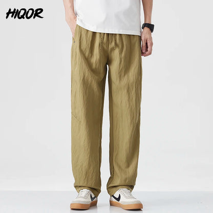 2025 Spring Summer Ultra-thin Men's Stretch Y2K Slim Straight Casual Pants High Quality Fashion Breathable Sports Trousers Baggy - Ellianto fashion Men's