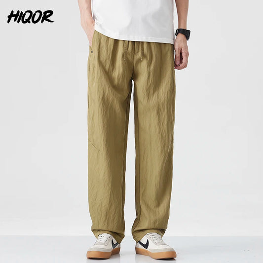 2025 Spring Summer Ultra-thin Men's Stretch Y2K Slim Straight Casual Pants High Quality Fashion Breathable Sports Trousers Baggy - Ellianto fashion Men's