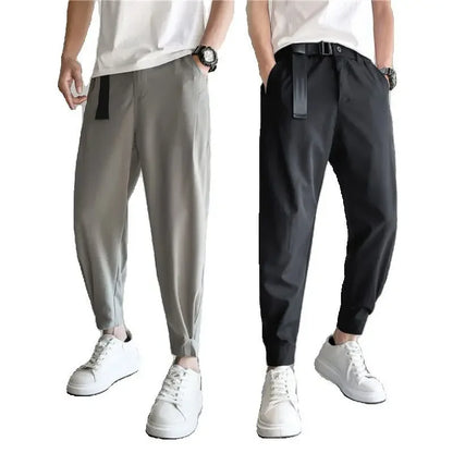 Stylish Barber Men's Wear Casual Cropped Pants Bunched Feet Pants Social Spirit Small Group Trousers Loose Fit Other Material - Ellianto fashion Men's