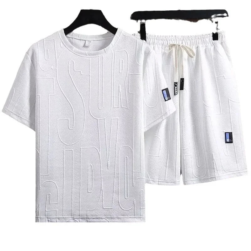 Casual Summer American Sports Wear Set for Men Short Sleeve T-Shirt And Shorts Two-Piece Suit Teenage Boy Fashion Outfit - Ellianto fashion Men's