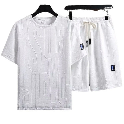 Casual Summer American Sports Wear Set for Men Short Sleeve T-Shirt And Shorts Two-Piece Suit Teenage Boy Fashion Outfit - Ellianto fashion Men's
