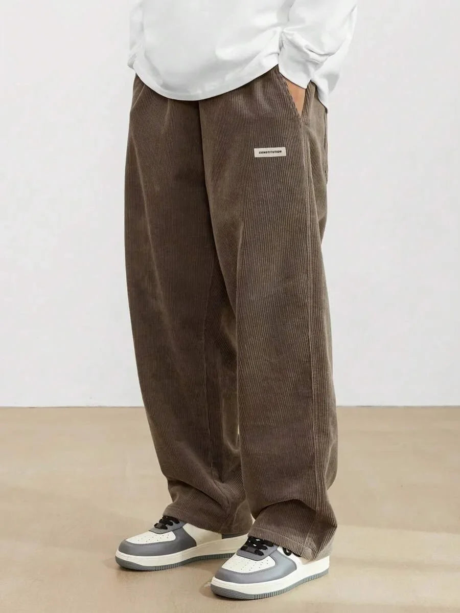 Corduroy pants men clothing Sweatpants Loose-Fit Casual Pants man baggy hosen Regular Length Trousers men cargo pants women - Ellianto fashion Men's