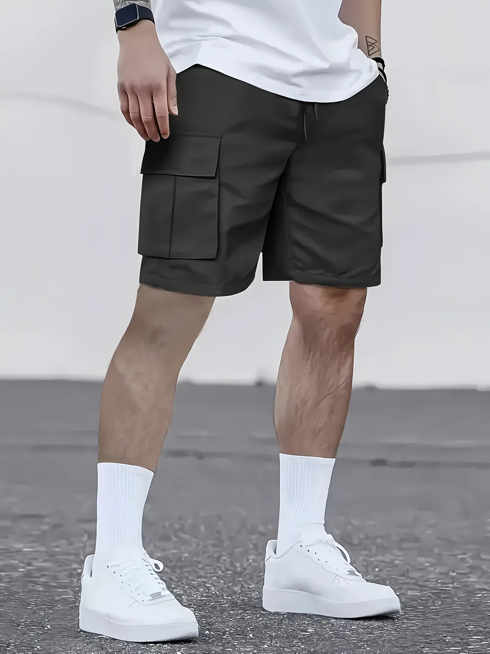 Men's work shorts; summer comfort; multi-pocket; outdoor leisure sport beach pants; elastic waistband - Ellianto fashion Men's