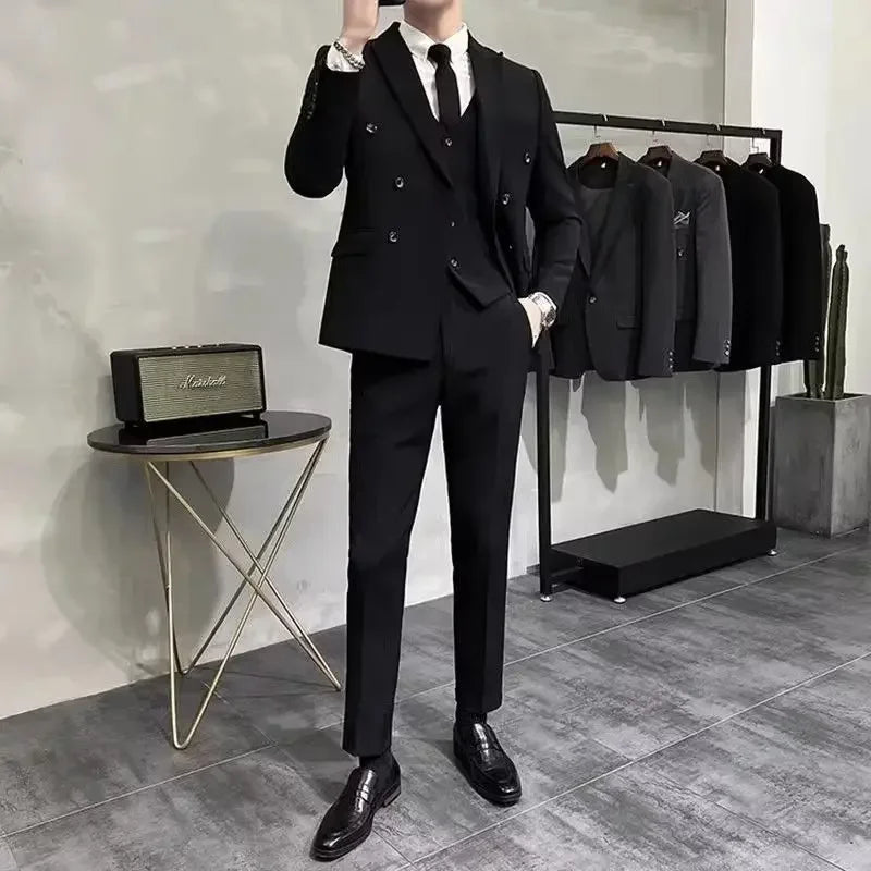 Wedding 2 Piece Outfit Set Male Slim Fit Full Men's Suits and Blazers Dress Formal Groom Clothes Elegant Spring Autumn Luxury - Ellianto fashion Men's