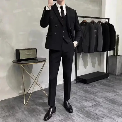 Wedding 2 Piece Outfit Set Male Slim Fit Full Men's Suits and Blazers Dress Formal Groom Clothes Elegant Spring Autumn Luxury - Ellianto fashion Men's