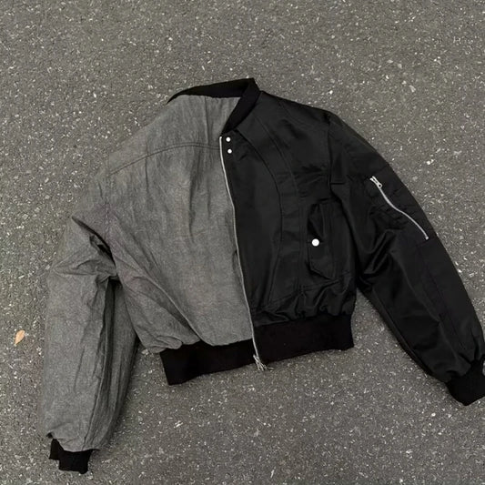 Y2K Reversible Jacket American New Bomber Double Sided High Street Warm Coat Vintage Gothic Oversized Men Women Baseball Uniform