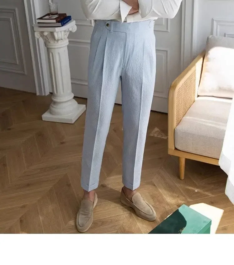 High-quality Harajuku Slim Fit Men's Pants Trendy Brand Draped Suit Casual Trousers Smooths Your Silhouette Small Feet - Ellianto fashion Men's