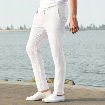 Men's Cotton Linen Pants Joggers Sweatpants Streetwear Breathable Solid Color Linen Trousers Vacation Summer Loose Pants S-5XL - Ellianto fashion Men's