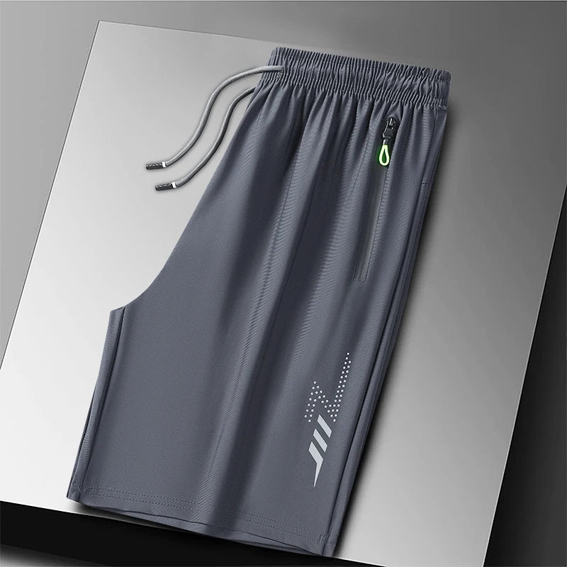 Plus Size Sport Shorts 8XL Track Shorts Running Shorts Breathable Ice Silk Man Quick Dry Outdoor Drawstring with Zipper Pocket - Ellianto fashion Men's