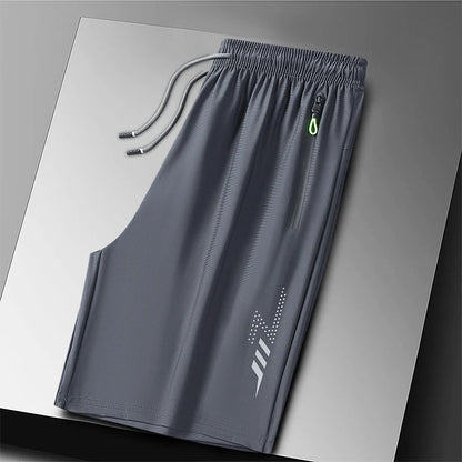 Plus Size Sport Shorts 8XL Track Shorts Running Shorts Breathable Ice Silk Man Quick Dry Outdoor Drawstring with Zipper Pocket - Ellianto fashion Men's