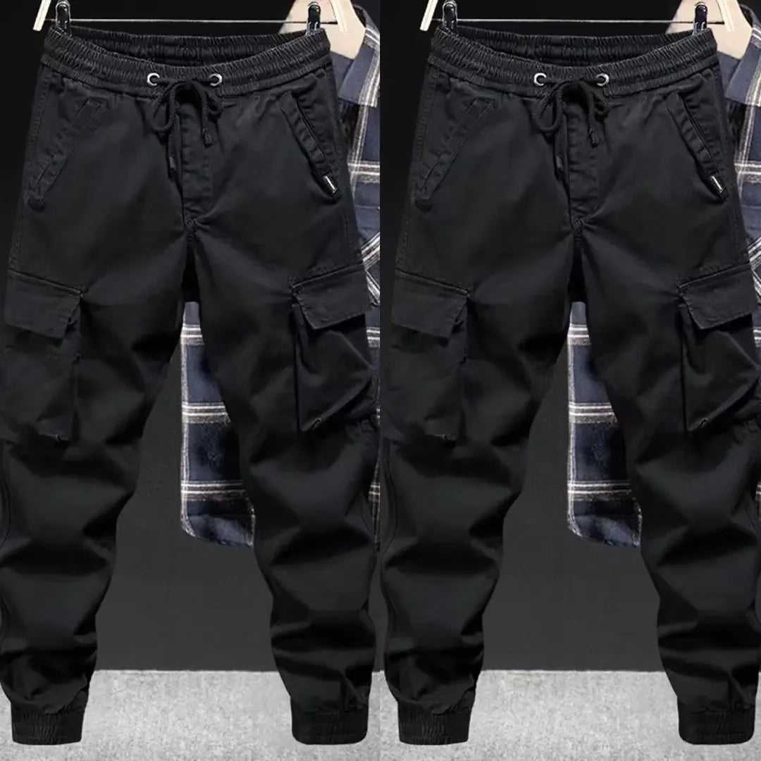 Trendy Brand Casual Cargo Pants Men's Loose Fit Solid Color Cargo Pants American Style Casual For Spring Autumn - Ellianto fashion Men's