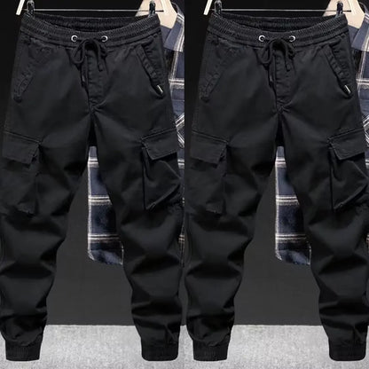 Trendy Brand Casual Cargo Pants Men's Loose Fit Solid Color Cargo Pants American Style Casual For Spring Autumn - Ellianto fashion Men's