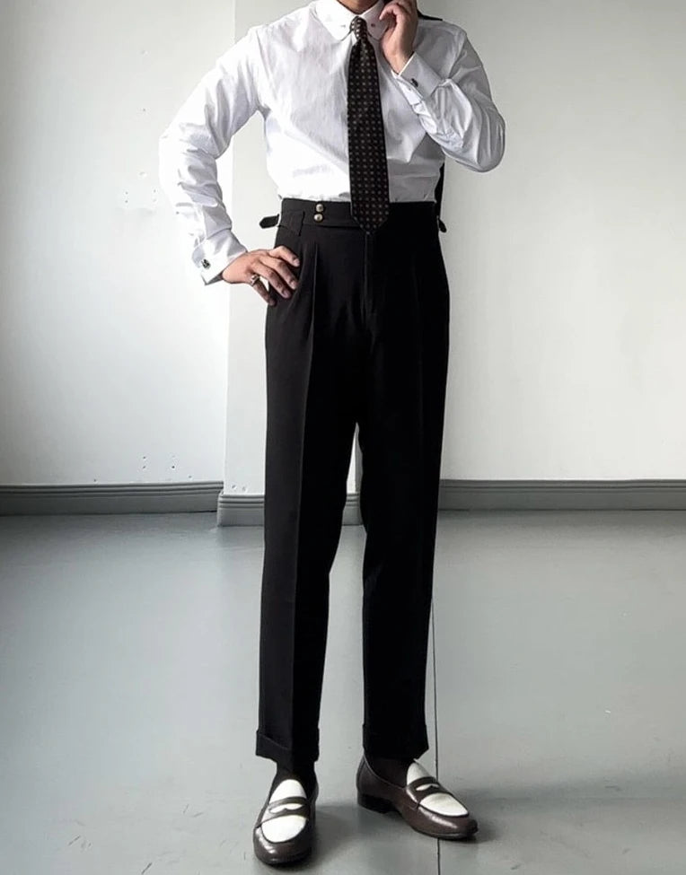 High Waist Slim Fit Business Man Suits Pants Summer 2025 Cheap Elegant Fashion Homme Up Straight Suit Trousers for Men - Ellianto fashion Men's