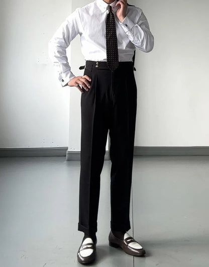 High Waist Slim Fit Business Man Suits Pants Summer 2025 Cheap Elegant Fashion Homme Up Straight Suit Trousers for Men - Ellianto fashion Men's