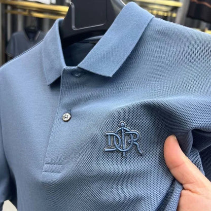 100% pure cotton luxury custom Tshirt summer new men's short sleeve business casual polo shirt high-end designer brand badge top - Ellianto fashion Men's