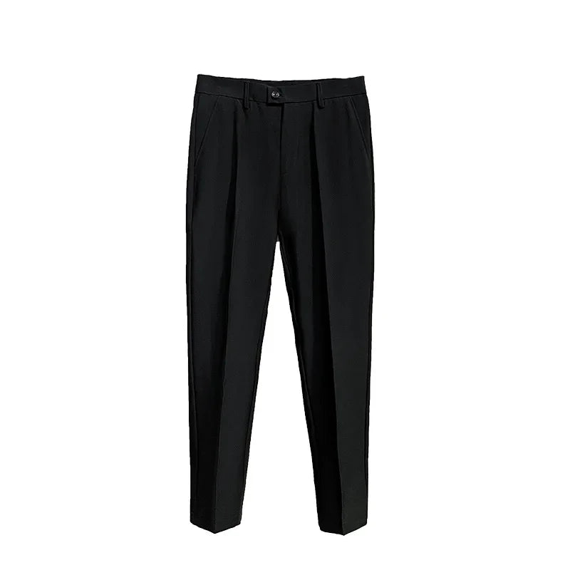 Men's Business Casual Pants Long Trousers Spring Summer Youth Slim Fit Suit Pants Spring Small Foot No Ironing Thin Pants - Ellianto fashion Men's