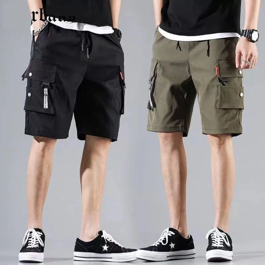 Workwear shorts, men's multiple pockets, medium shorts, summer thin loose cropped pants - Ellianto fashion Men's