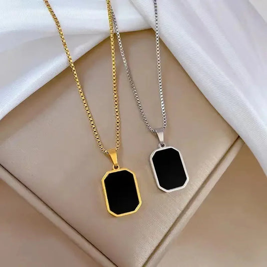 Simple Geometric Pendant Necklaces for Men Women Rectangle Stainless Steel Jewelry Cadenas Para Hombre Collares Para Mujer - Ellianto fashion Men's