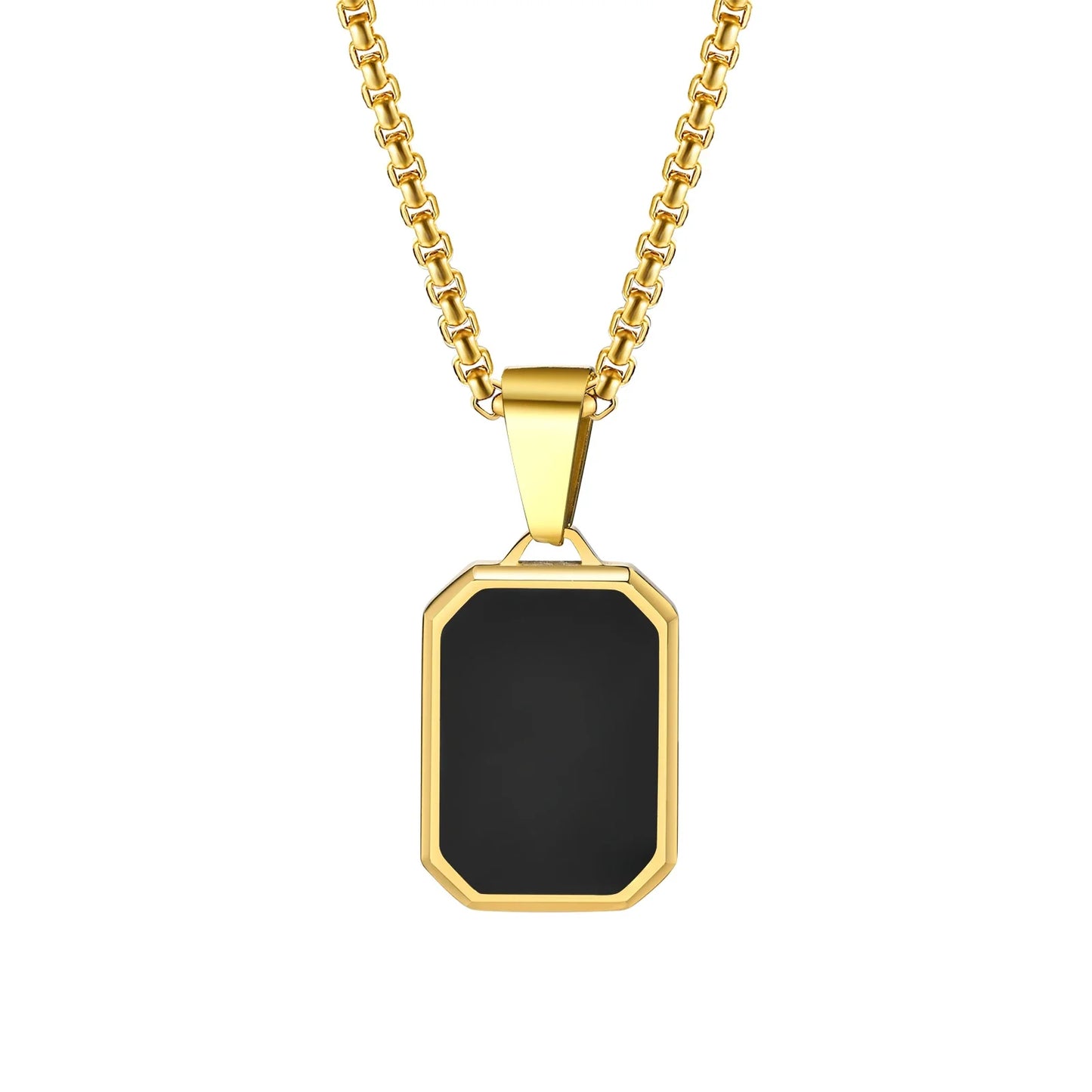 Simple Geometric Pendant Necklaces for Men Women Rectangle Stainless Steel Jewelry Cadenas Para Hombre Collares Para Mujer - Ellianto fashion Men's